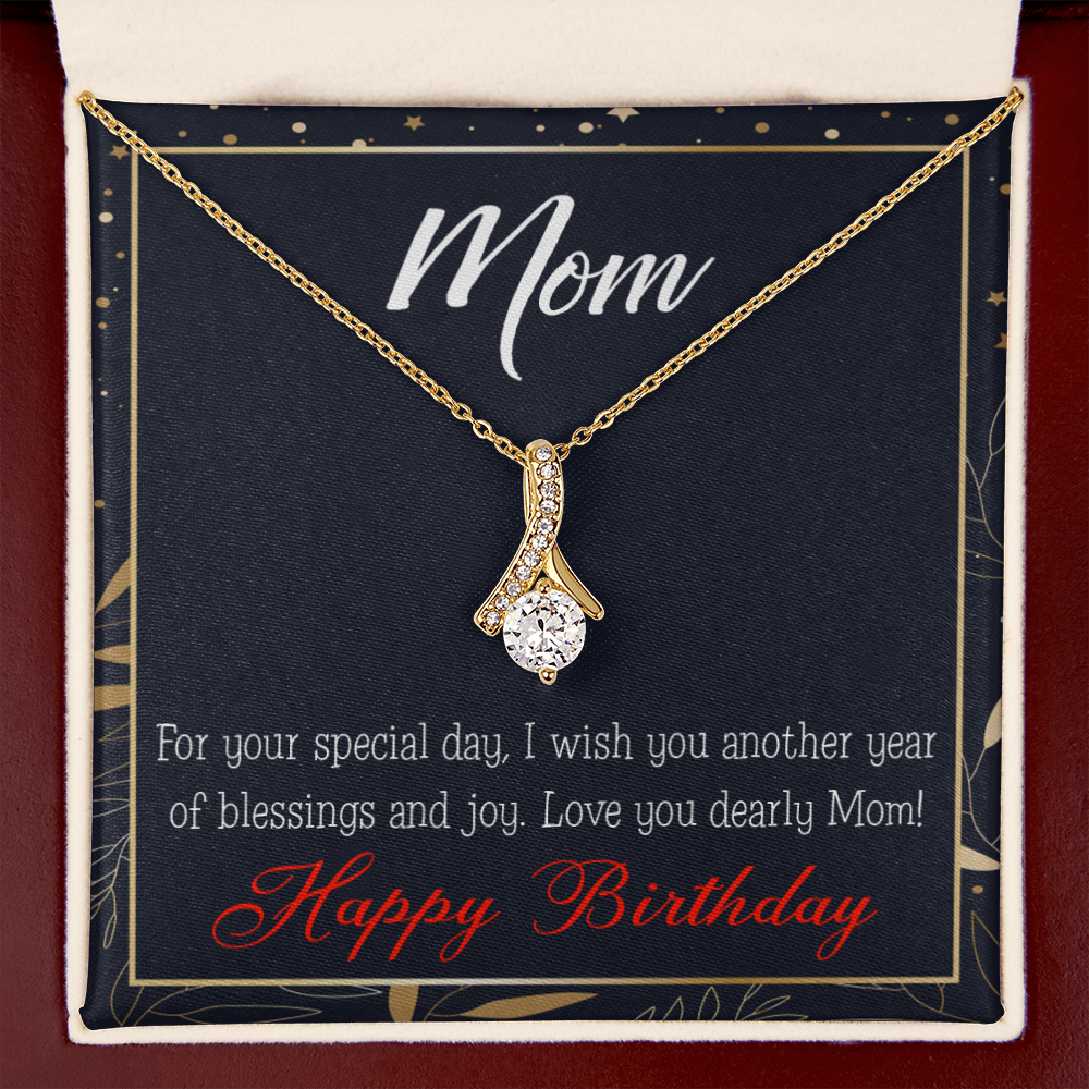 To My Mom Birthday Card Blessings and Joy Alluring Ribbon Necklace Message Card-Express Your Love Gifts