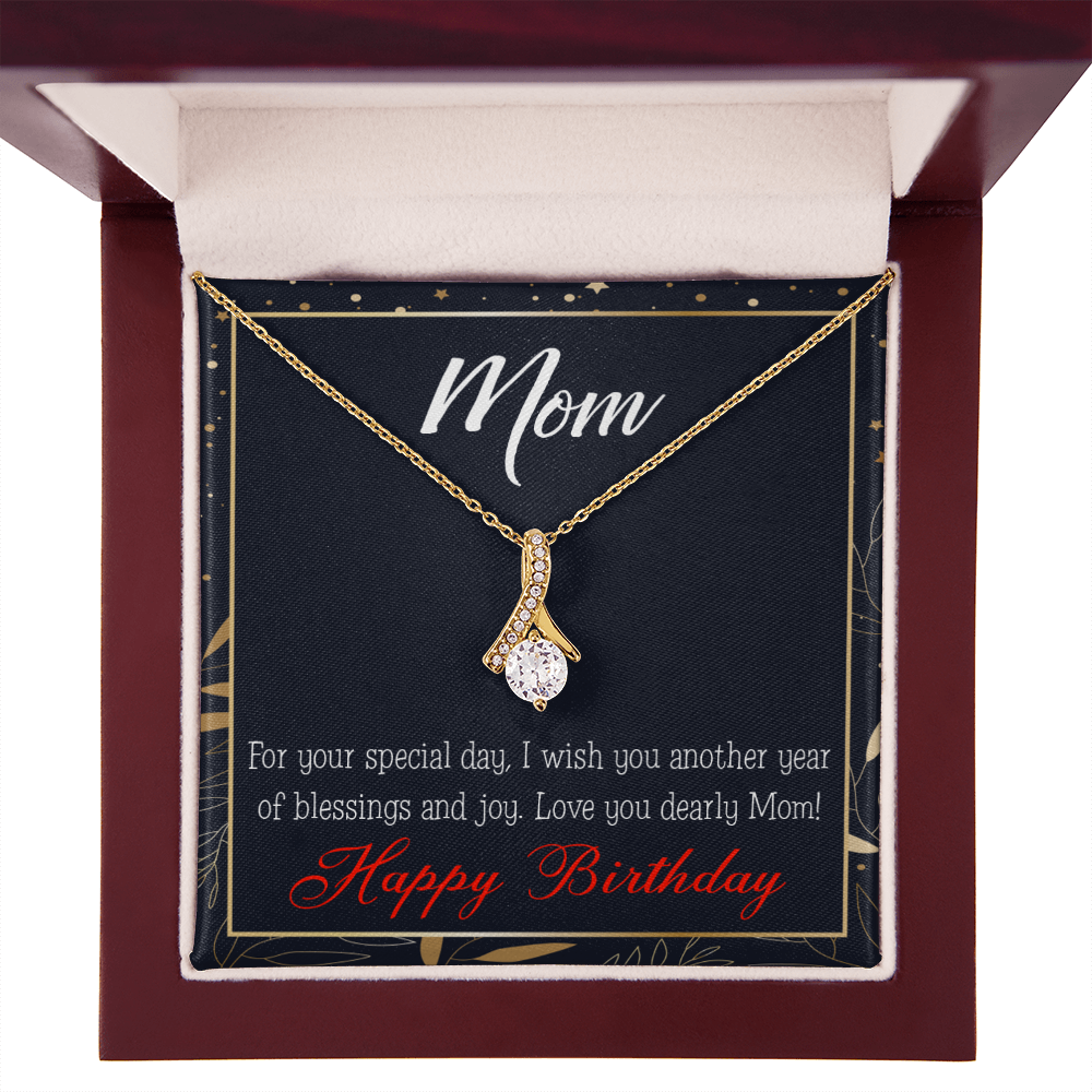 To My Mom Birthday Card Blessings and Joy Alluring Ribbon Necklace Message Card-Express Your Love Gifts