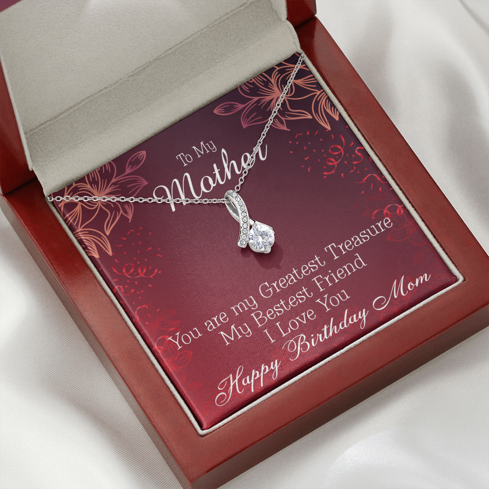 To My Mom Birthday Card Greatest Treasure Alluring Ribbon Necklace Message Card-Express Your Love Gifts