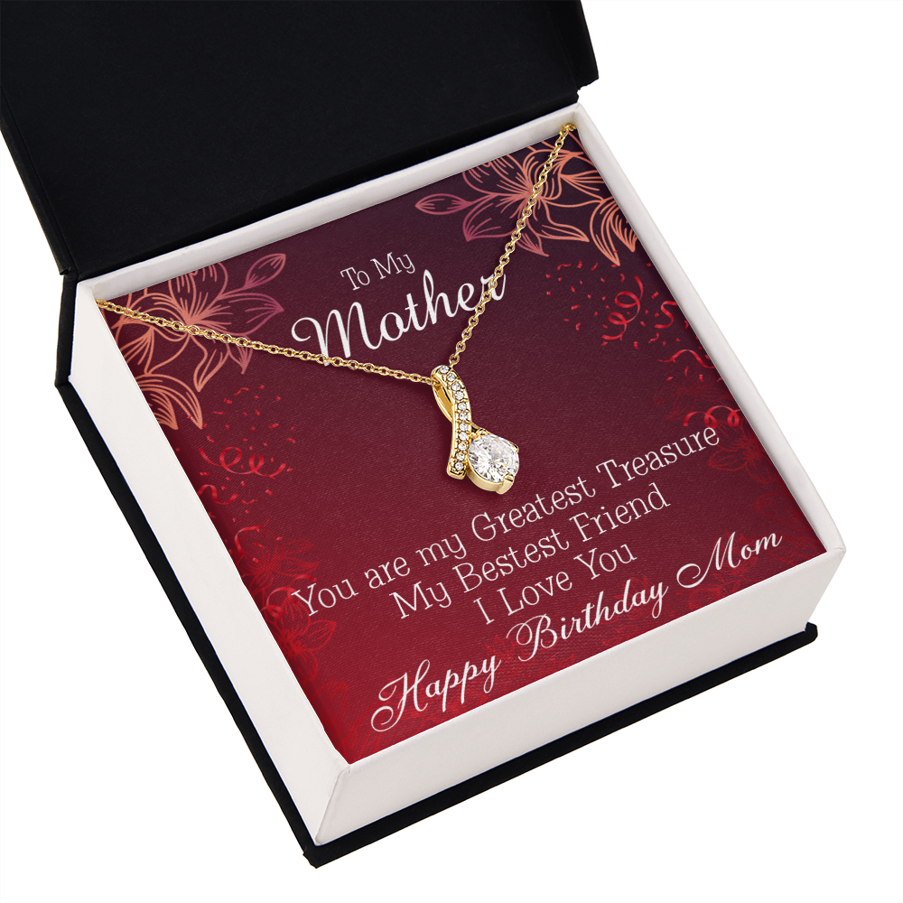 To My Mom Birthday Card Greatest Treasure Alluring Ribbon Necklace Message Card-Express Your Love Gifts