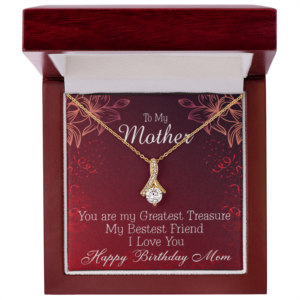 To My Mom Birthday Card Greatest Treasure Alluring Ribbon Necklace Message Card-Express Your Love Gifts