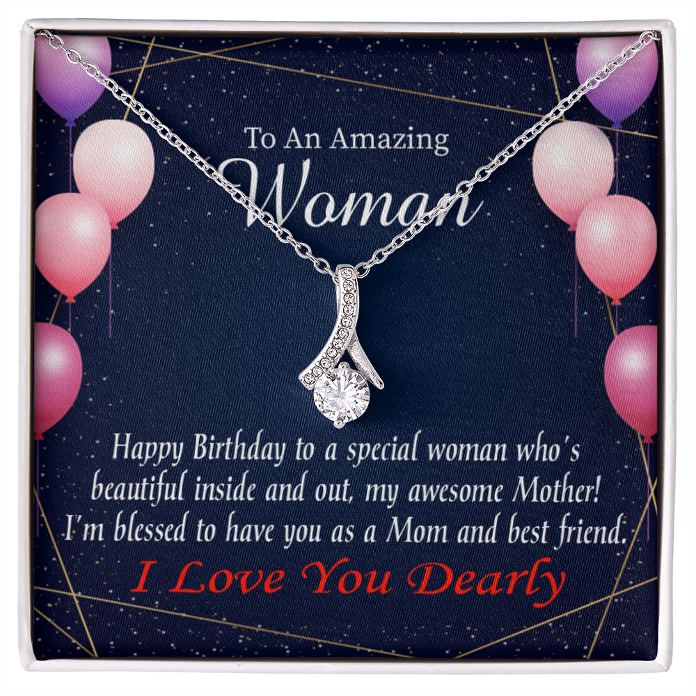 To My Mom Birthday Card Mom and Best Friend Alluring Ribbon Necklace Message Card-Express Your Love Gifts