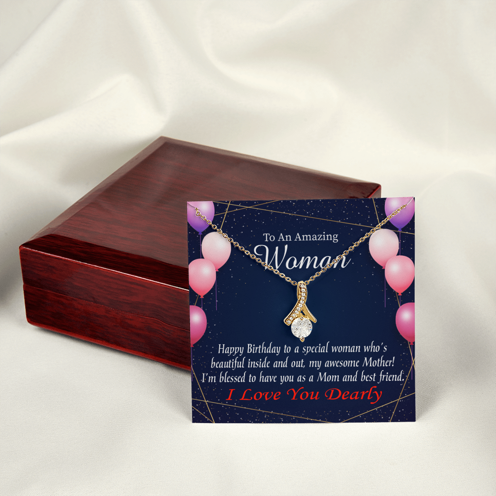 To My Mom Birthday Card Mom and Best Friend Alluring Ribbon Necklace Message Card-Express Your Love Gifts