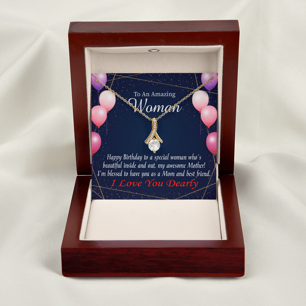 To My Mom Birthday Card Mom and Best Friend Alluring Ribbon Necklace Message Card-Express Your Love Gifts