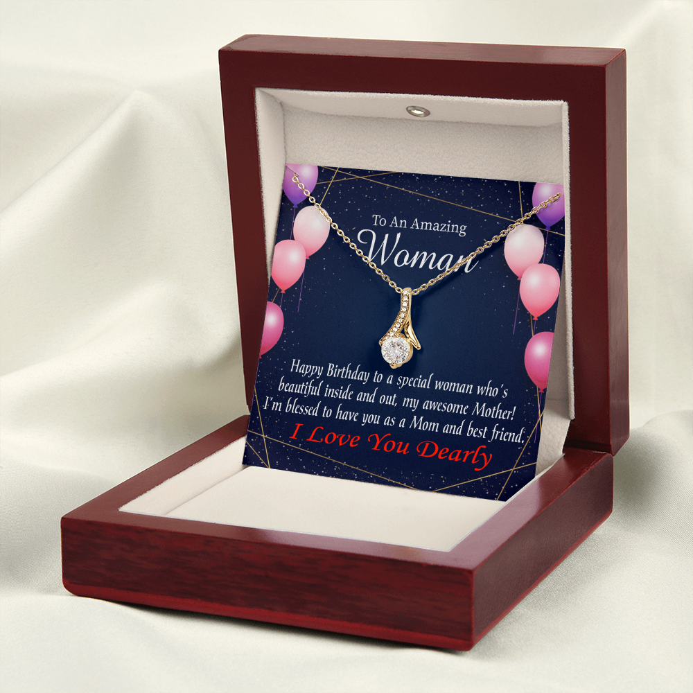 To My Mom Birthday Card Mom and Best Friend Alluring Ribbon Necklace Message Card-Express Your Love Gifts