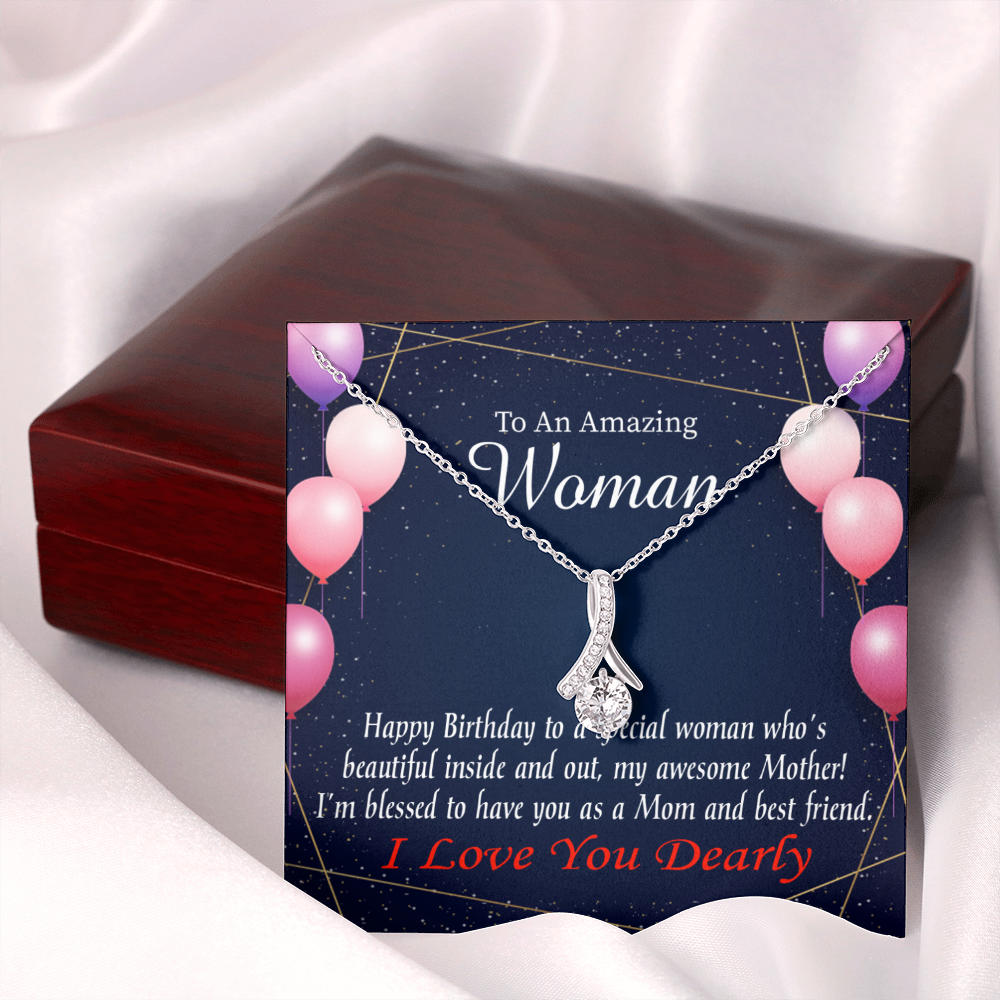 To My Mom Birthday Card Mom and Best Friend Alluring Ribbon Necklace Message Card-Express Your Love Gifts