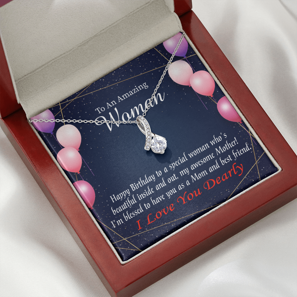 To My Mom Birthday Card Mom and Best Friend Alluring Ribbon Necklace Message Card-Express Your Love Gifts