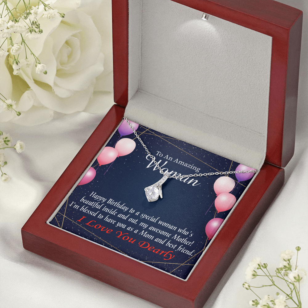 To My Mom Birthday Card Mom and Best Friend Alluring Ribbon Necklace Message Card-Express Your Love Gifts