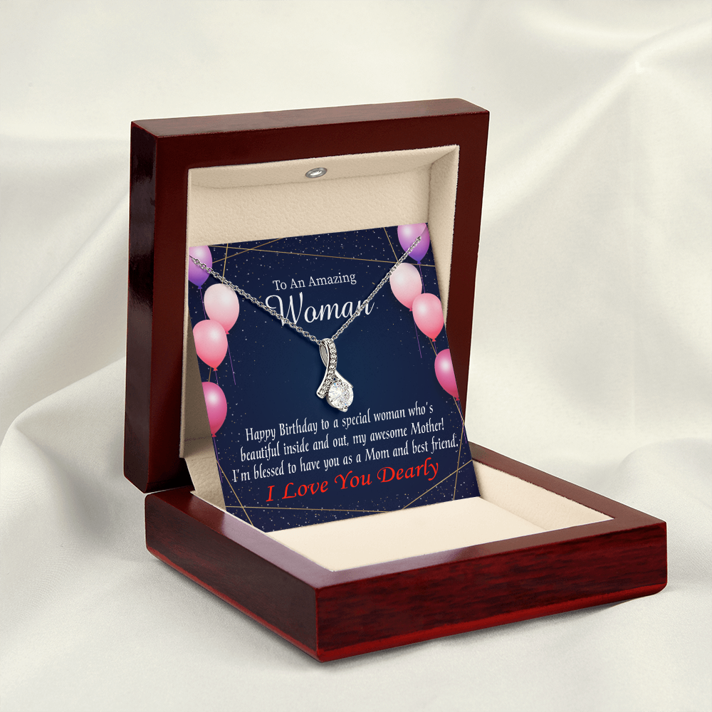 To My Mom Birthday Card Mom and Best Friend Alluring Ribbon Necklace Message Card-Express Your Love Gifts