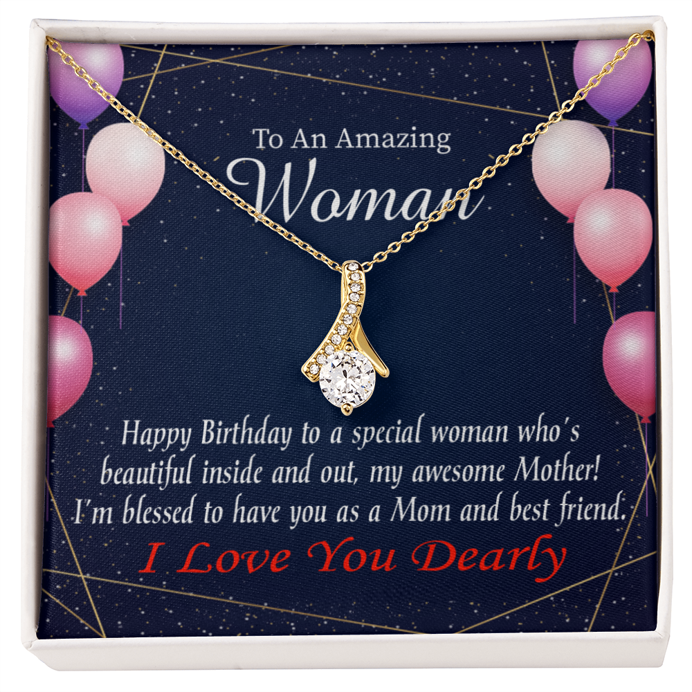 To My Mom Birthday Card Mom and Best Friend Alluring Ribbon Necklace Message Card-Express Your Love Gifts