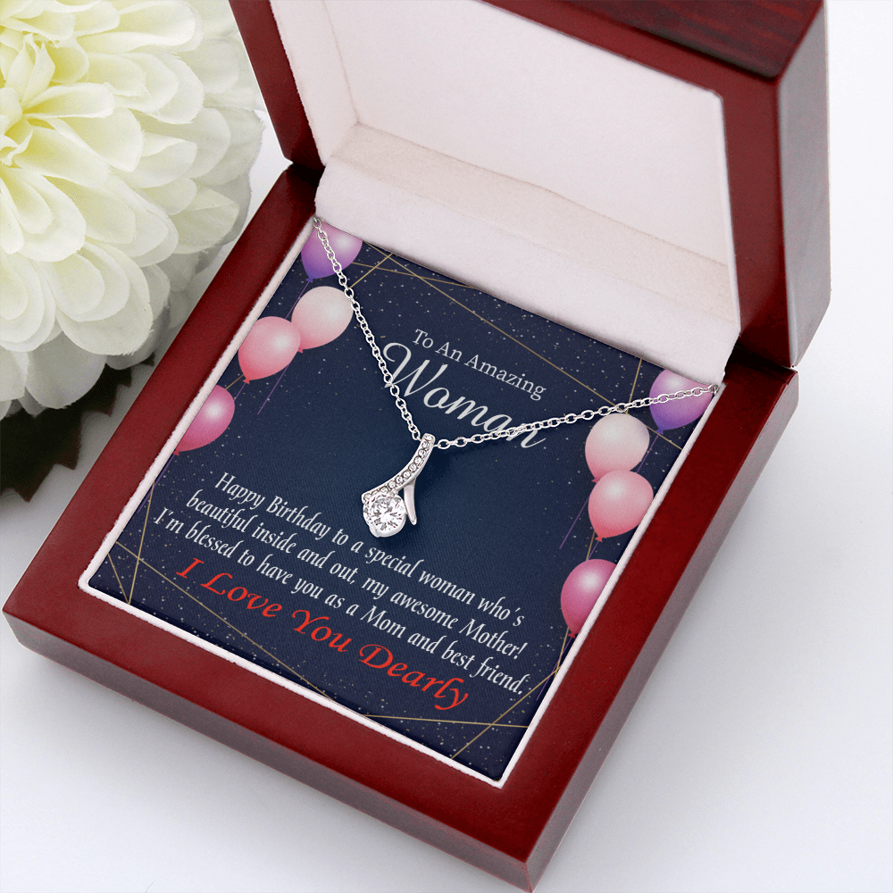 To My Mom Birthday Card Mom and Best Friend Alluring Ribbon Necklace Message Card-Express Your Love Gifts