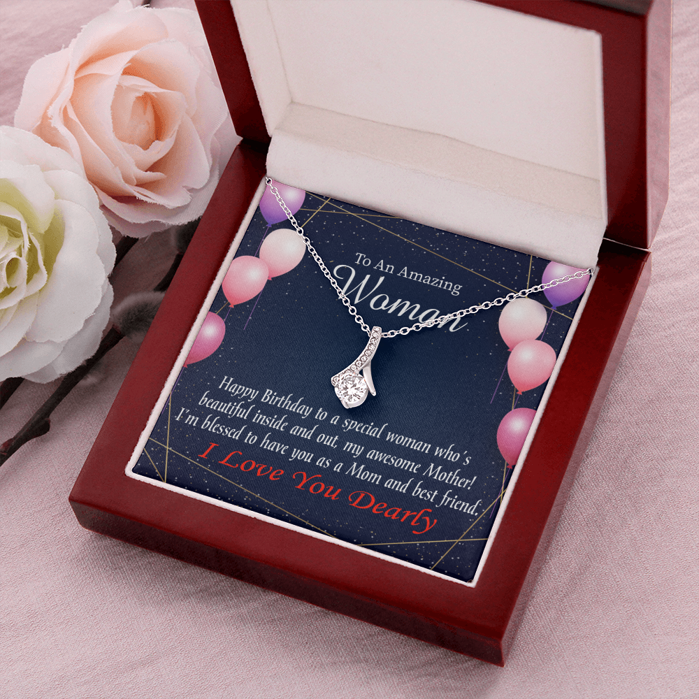 To My Mom Birthday Card Mom and Best Friend Alluring Ribbon Necklace Message Card-Express Your Love Gifts