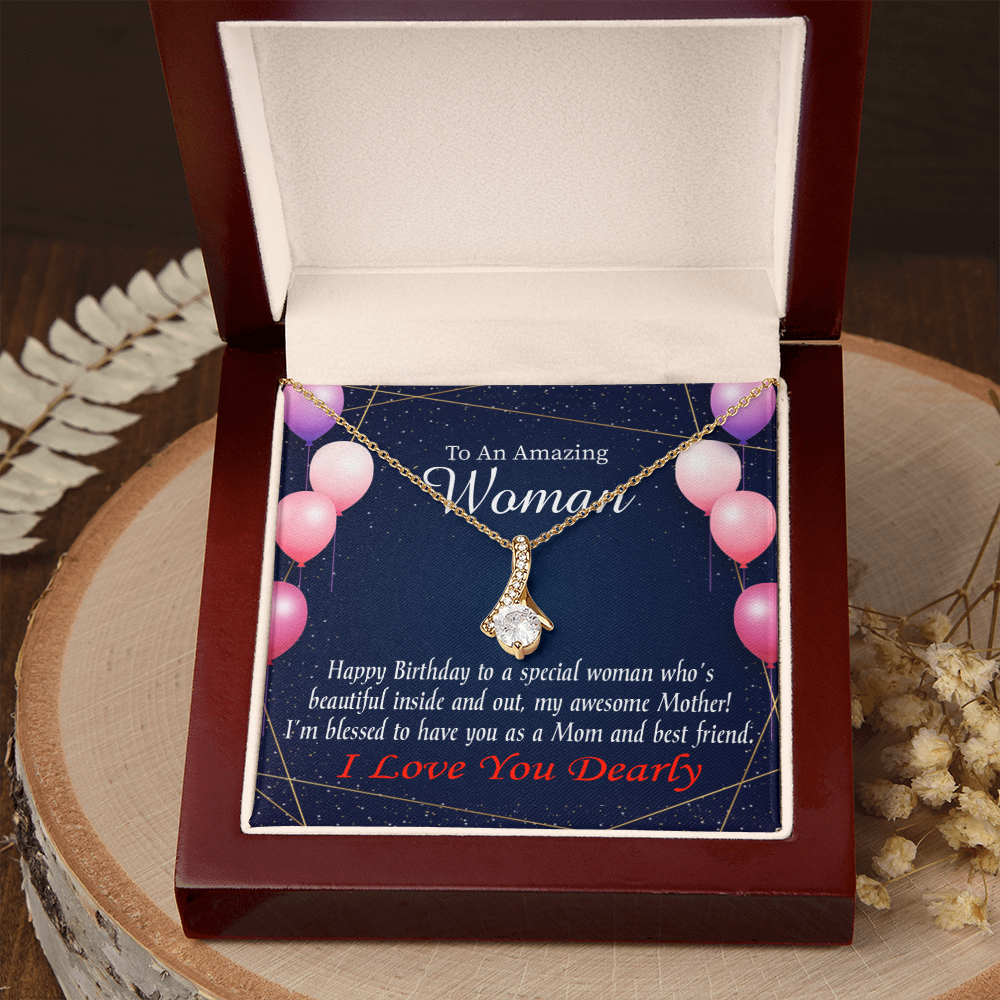 To My Mom Birthday Card Mom and Best Friend Alluring Ribbon Necklace Message Card-Express Your Love Gifts