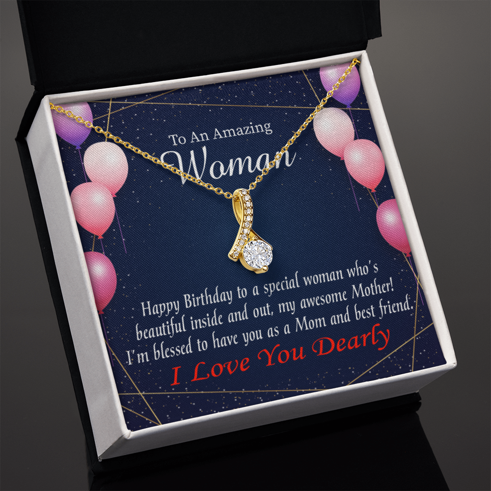 To My Mom Birthday Card Mom and Best Friend Alluring Ribbon Necklace Message Card-Express Your Love Gifts