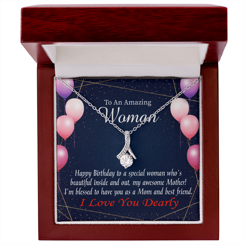 To My Mom Birthday Card Mom and Best Friend Alluring Ribbon Necklace Message Card-Express Your Love Gifts