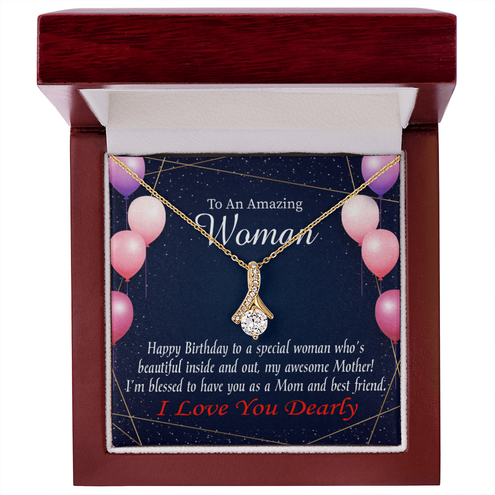 To My Mom Birthday Card Mom and Best Friend Alluring Ribbon Necklace Message Card-Express Your Love Gifts