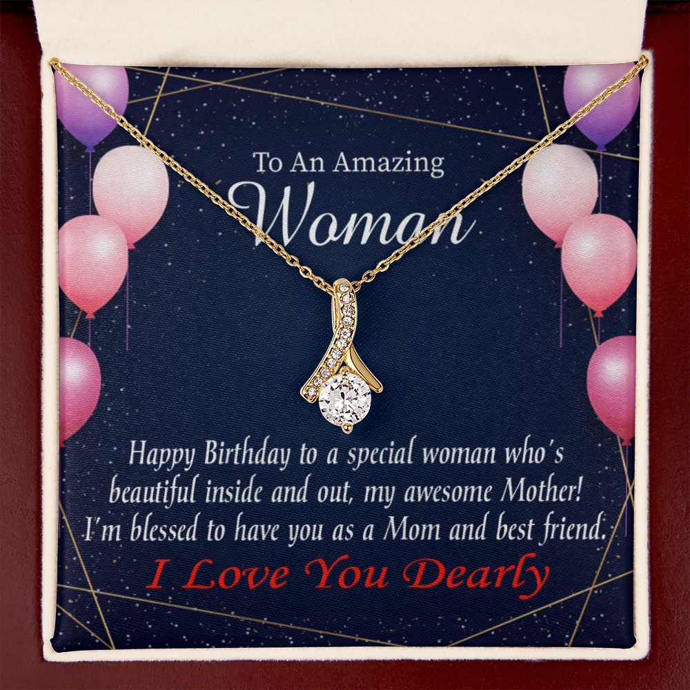 To My Mom Birthday Card Mom and Best Friend Alluring Ribbon Necklace Message Card-Express Your Love Gifts