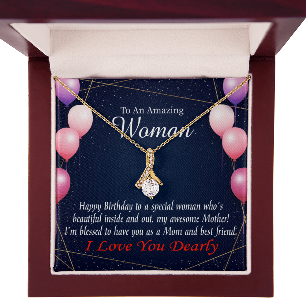 To My Mom Birthday Card Mom and Best Friend Alluring Ribbon Necklace Message Card-Express Your Love Gifts