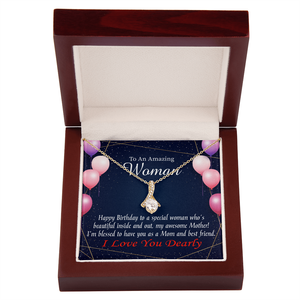 To My Mom Birthday Card Mom and Best Friend Alluring Ribbon Necklace Message Card-Express Your Love Gifts