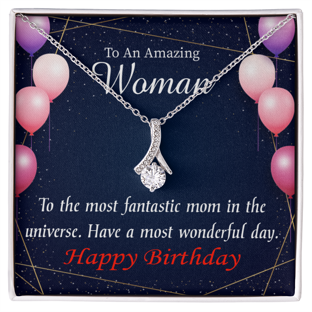 To My Mom Birthday Card Most Fantastic Mom Alluring Ribbon Necklace Message Card-Express Your Love Gifts