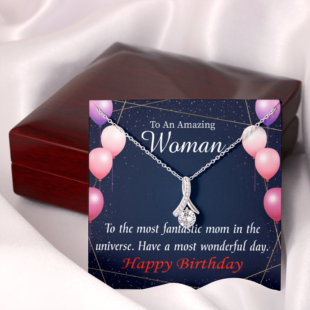 To My Mom Birthday Card Most Fantastic Mom Alluring Ribbon Necklace Message Card-Express Your Love Gifts