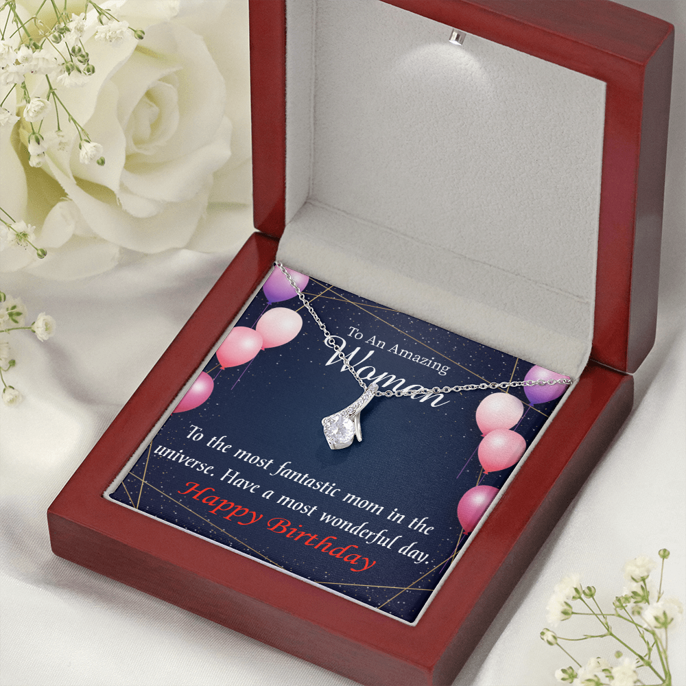 To My Mom Birthday Card Most Fantastic Mom Alluring Ribbon Necklace Message Card-Express Your Love Gifts