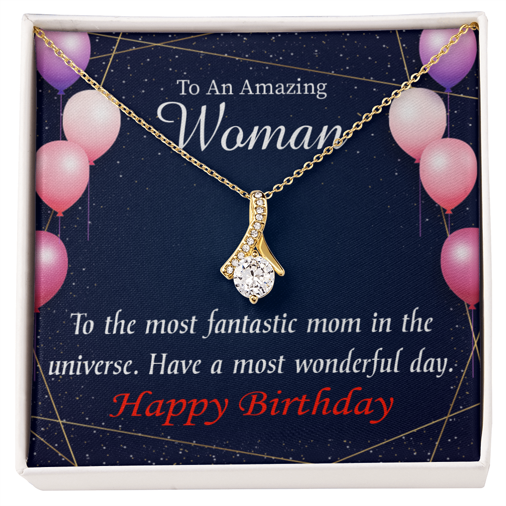 To My Mom Birthday Card Most Fantastic Mom Alluring Ribbon Necklace Message Card-Express Your Love Gifts