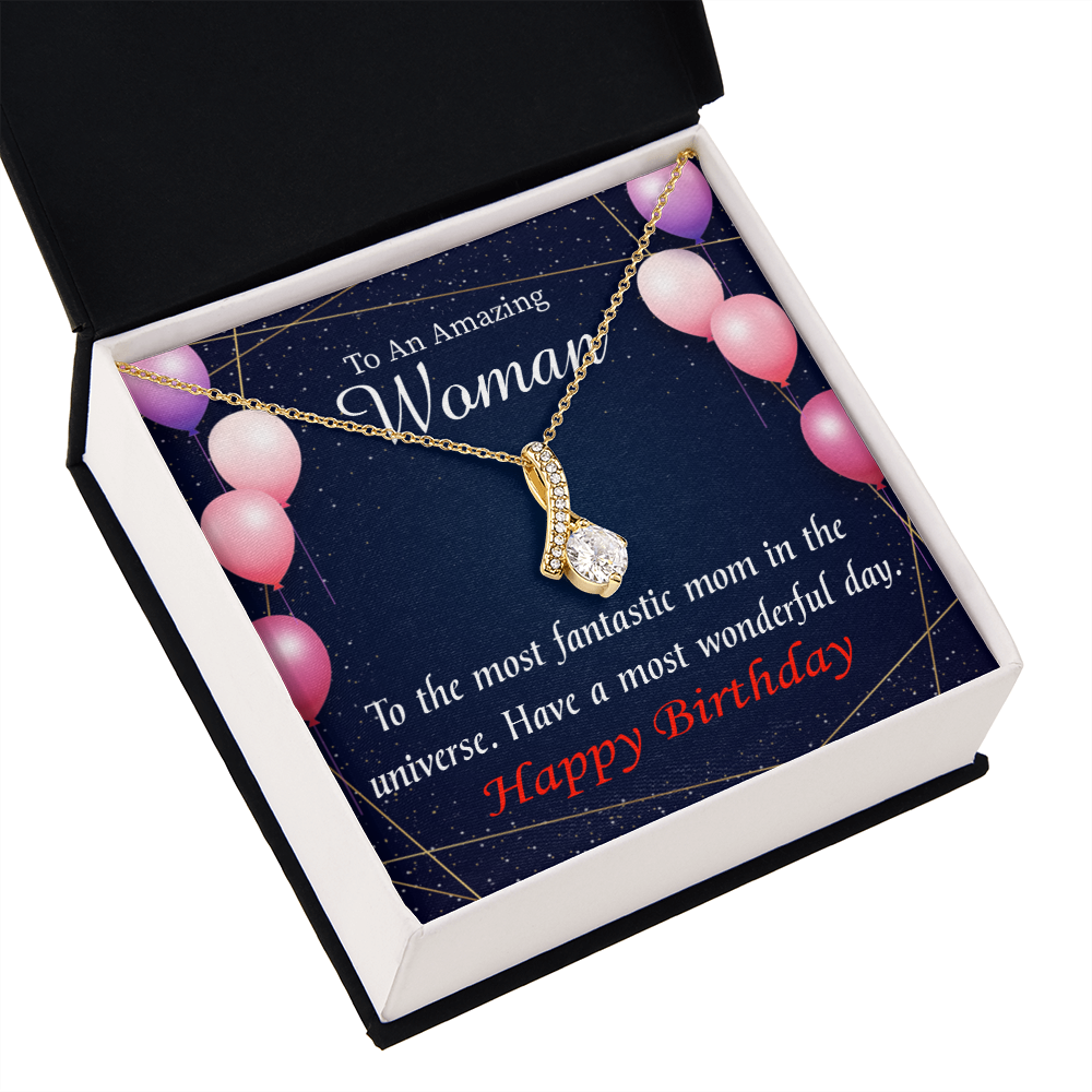 To My Mom Birthday Card Most Fantastic Mom Alluring Ribbon Necklace Message Card-Express Your Love Gifts