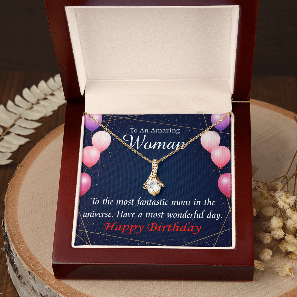 To My Mom Birthday Card Most Fantastic Mom Alluring Ribbon Necklace Message Card-Express Your Love Gifts