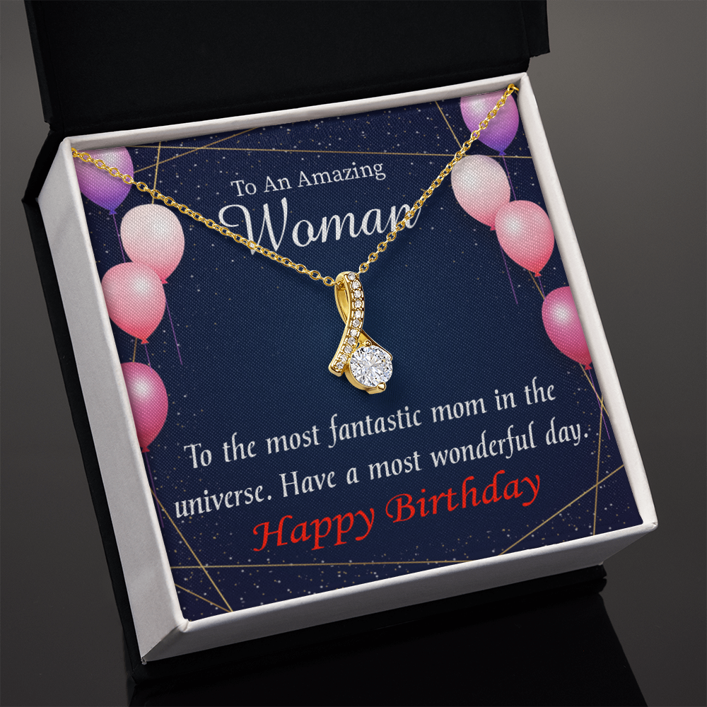 To My Mom Birthday Card Most Fantastic Mom Alluring Ribbon Necklace Message Card-Express Your Love Gifts