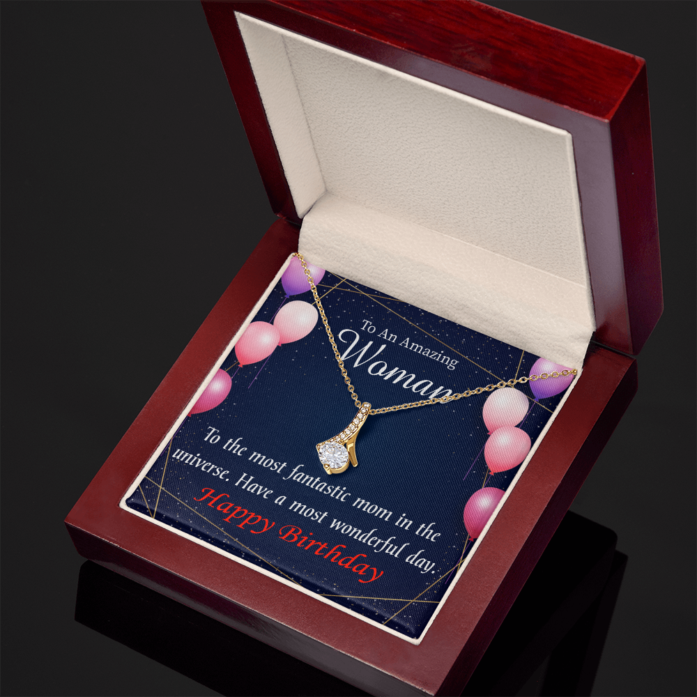 To My Mom Birthday Card Most Fantastic Mom Alluring Ribbon Necklace Message Card-Express Your Love Gifts