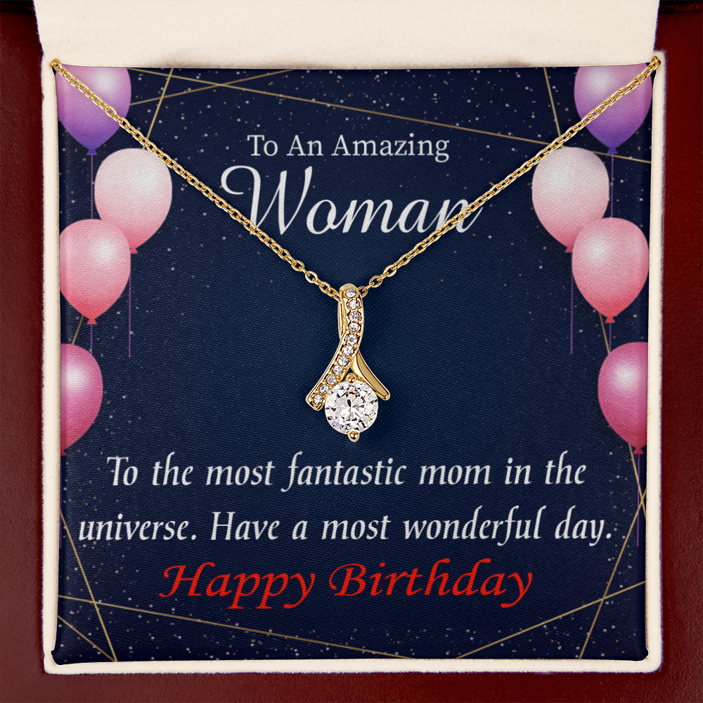 To My Mom Birthday Card Most Fantastic Mom Alluring Ribbon Necklace Message Card-Express Your Love Gifts