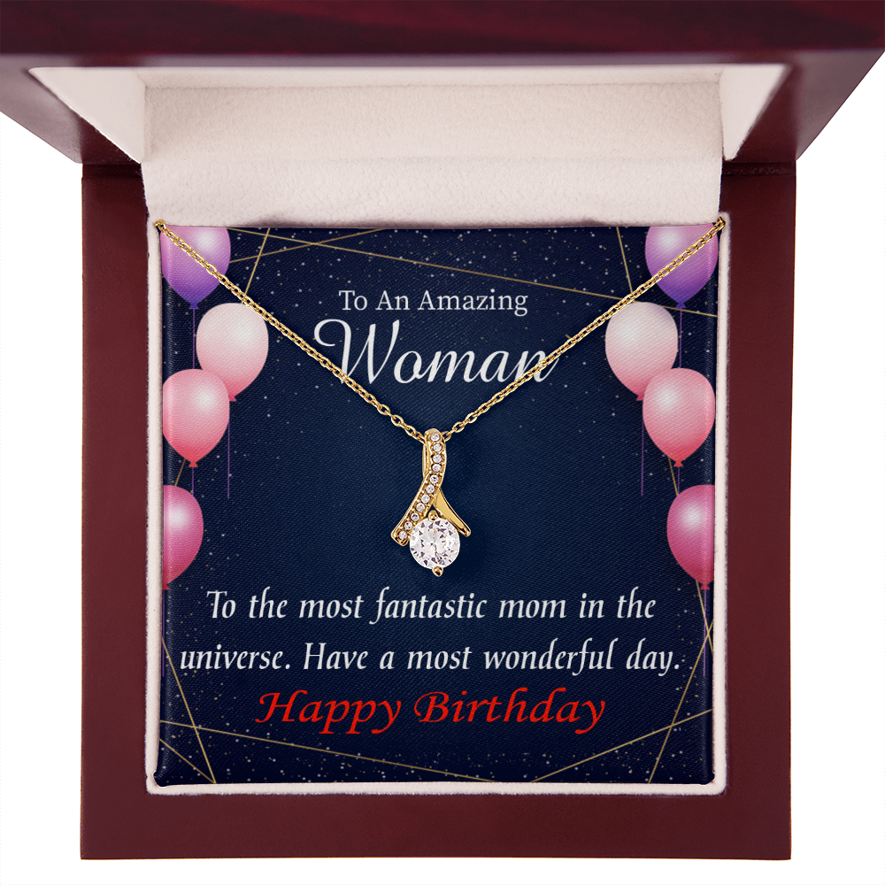 To My Mom Birthday Card Most Fantastic Mom Alluring Ribbon Necklace Message Card-Express Your Love Gifts