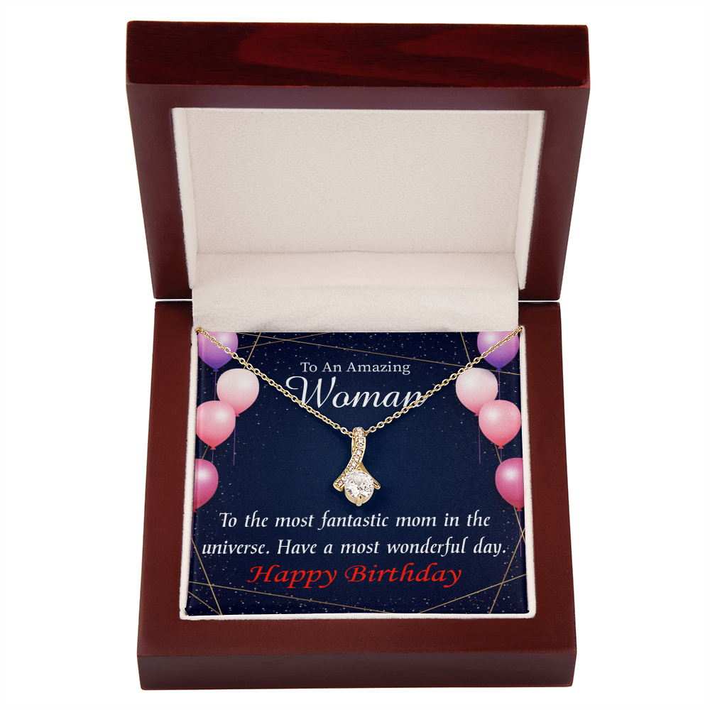 To My Mom Birthday Card Most Fantastic Mom Alluring Ribbon Necklace Message Card-Express Your Love Gifts