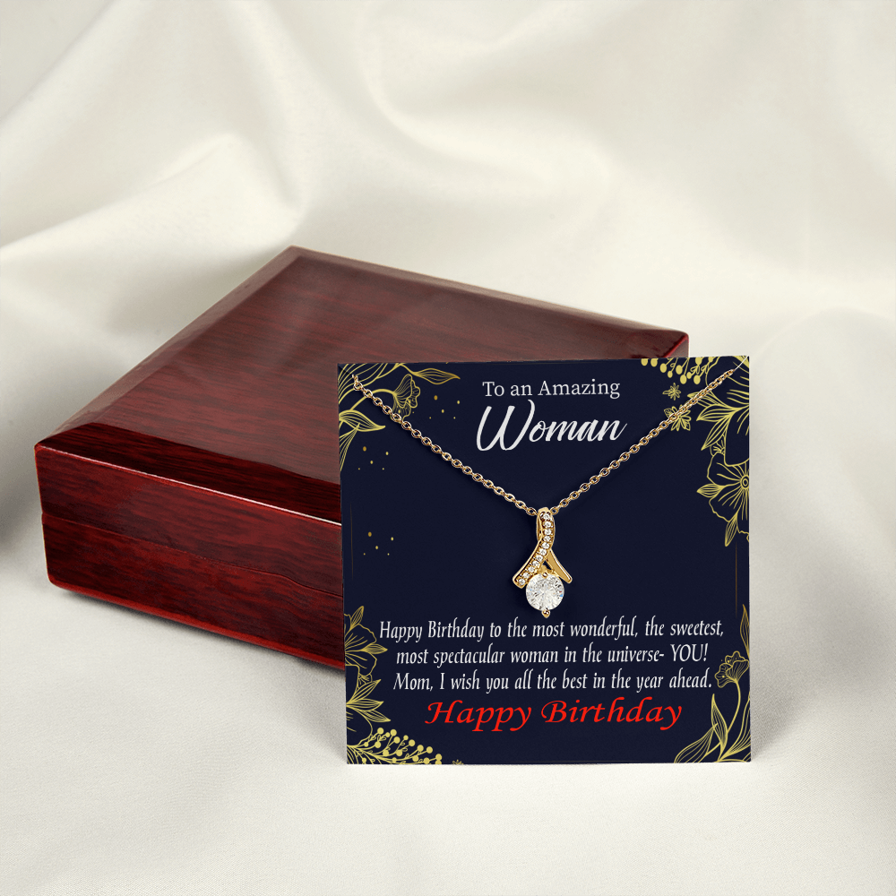 To My Mom Birthday Card Spectacular Woman Alluring Ribbon Necklace Message Card-Express Your Love Gifts