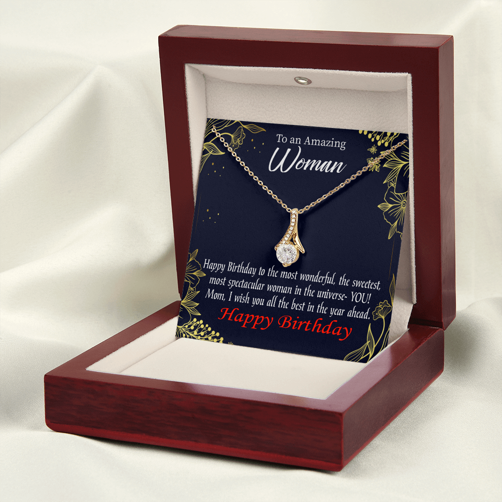 To My Mom Birthday Card Spectacular Woman Alluring Ribbon Necklace Message Card-Express Your Love Gifts