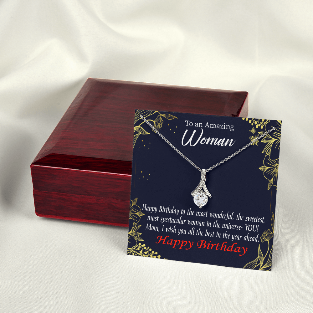 To My Mom Birthday Card Spectacular Woman Alluring Ribbon Necklace Message Card-Express Your Love Gifts