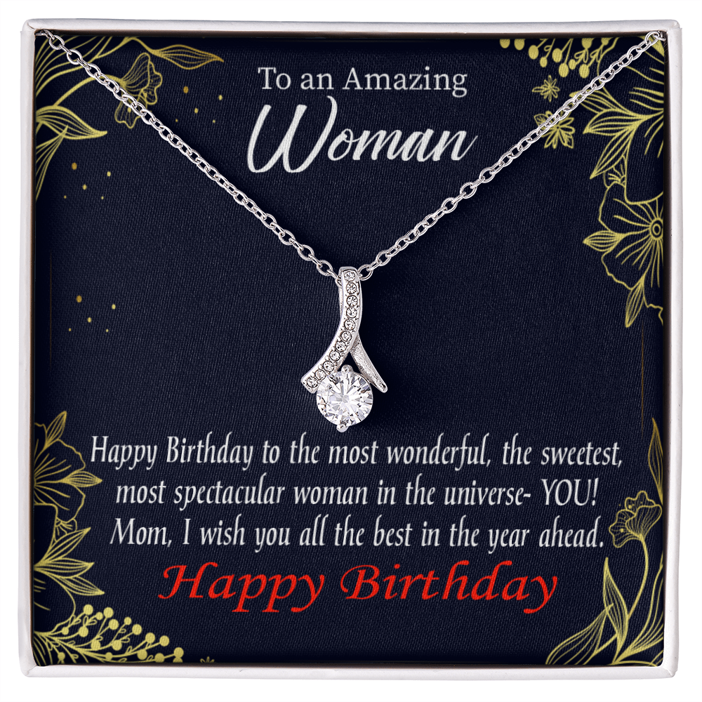 To My Mom Birthday Card Spectacular Woman Alluring Ribbon Necklace Message Card-Express Your Love Gifts