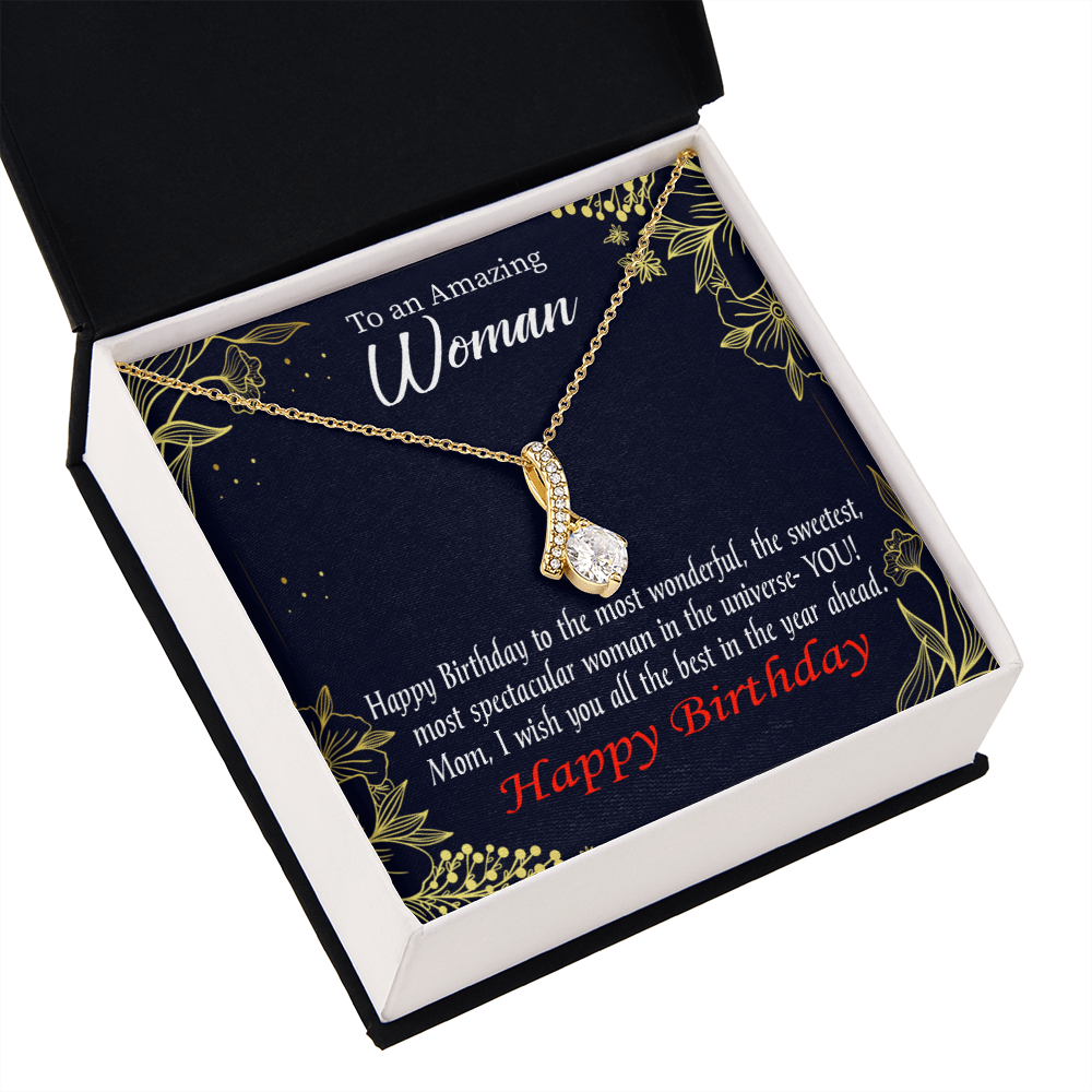 To My Mom Birthday Card Spectacular Woman Alluring Ribbon Necklace Message Card-Express Your Love Gifts