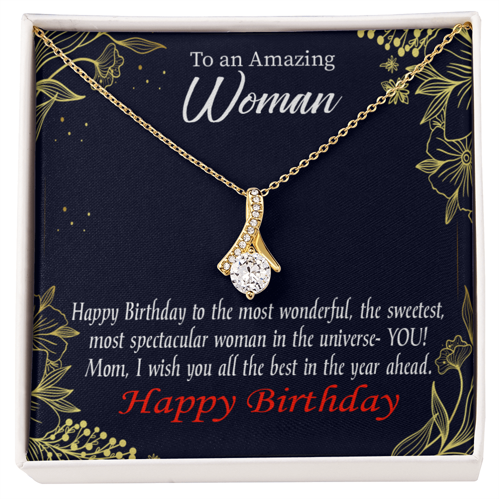 To My Mom Birthday Card Spectacular Woman Alluring Ribbon Necklace Message Card-Express Your Love Gifts