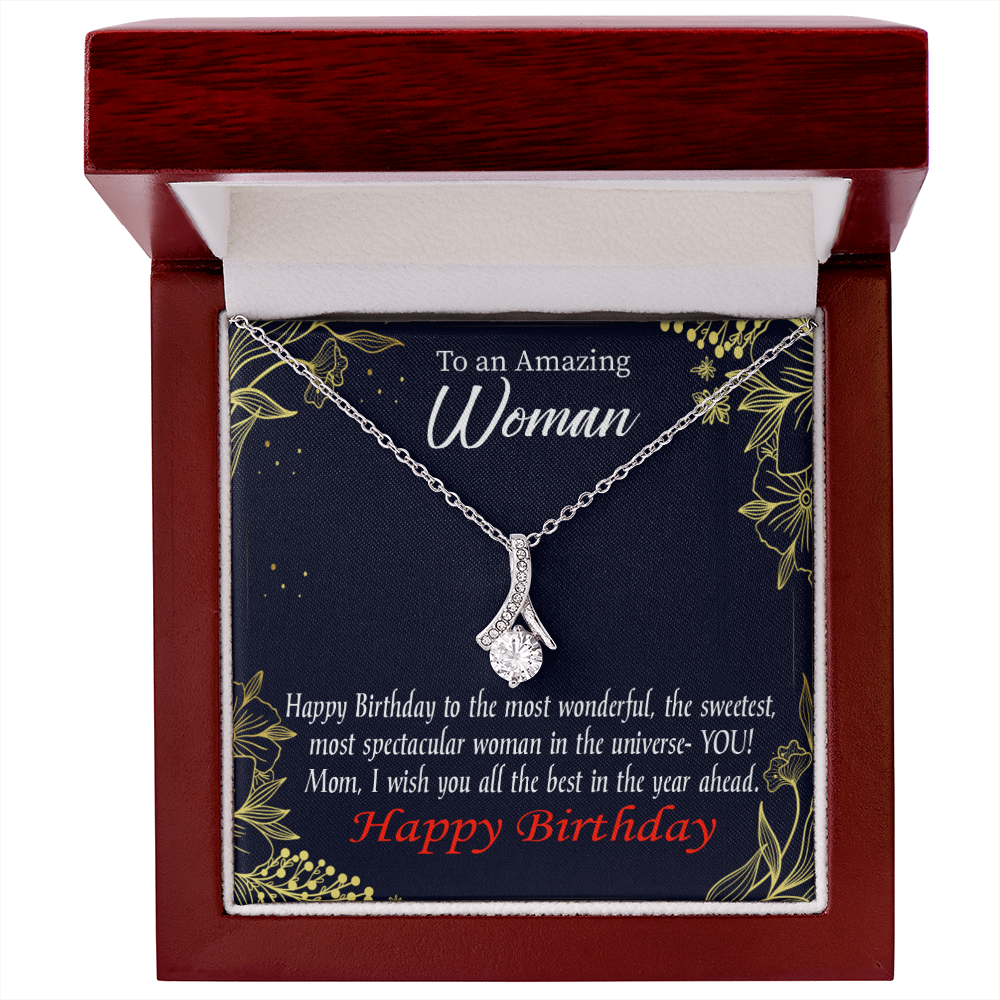 To My Mom Birthday Card Spectacular Woman Alluring Ribbon Necklace Message Card-Express Your Love Gifts