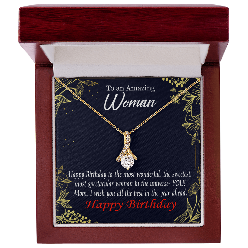 To My Mom Birthday Card Spectacular Woman Alluring Ribbon Necklace Message Card-Express Your Love Gifts