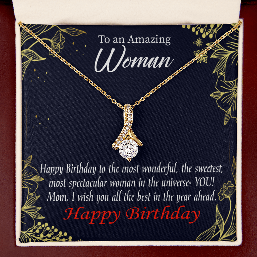 To My Mom Birthday Card Spectacular Woman Alluring Ribbon Necklace Message Card-Express Your Love Gifts