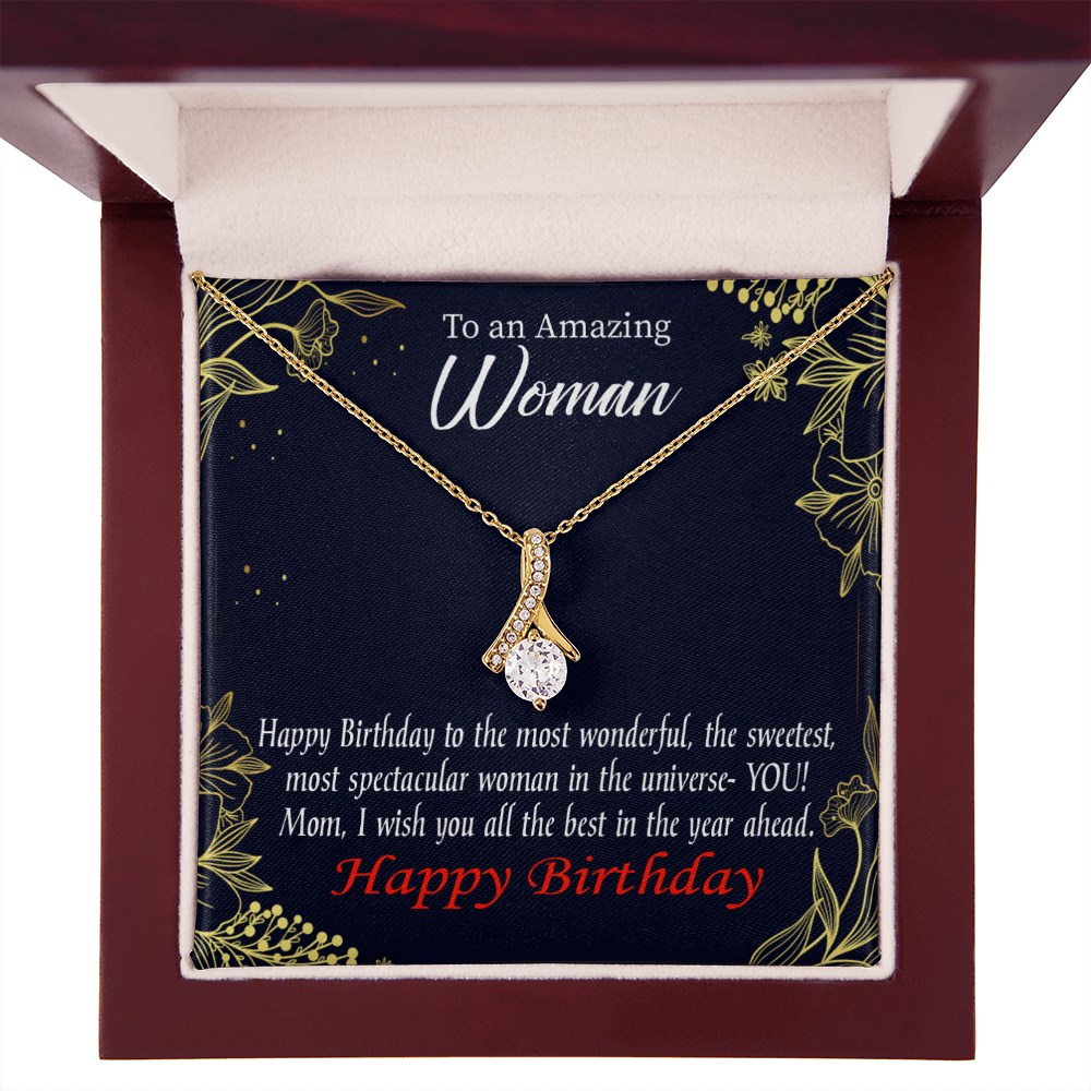 To My Mom Birthday Card Spectacular Woman Alluring Ribbon Necklace Message Card-Express Your Love Gifts