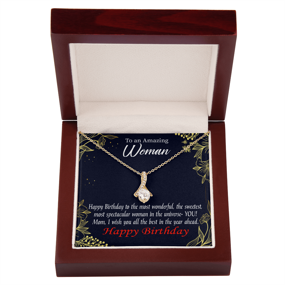 To My Mom Birthday Card Spectacular Woman Alluring Ribbon Necklace Message Card-Express Your Love Gifts