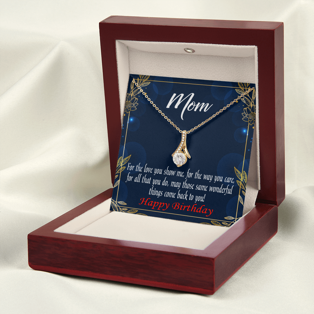 To My Mom Birthday Card Wonderful Things Alluring Ribbon Necklace Message Card-Express Your Love Gifts