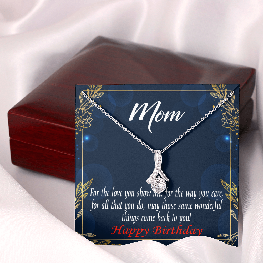 To My Mom Birthday Card Wonderful Things Alluring Ribbon Necklace Message Card-Express Your Love Gifts