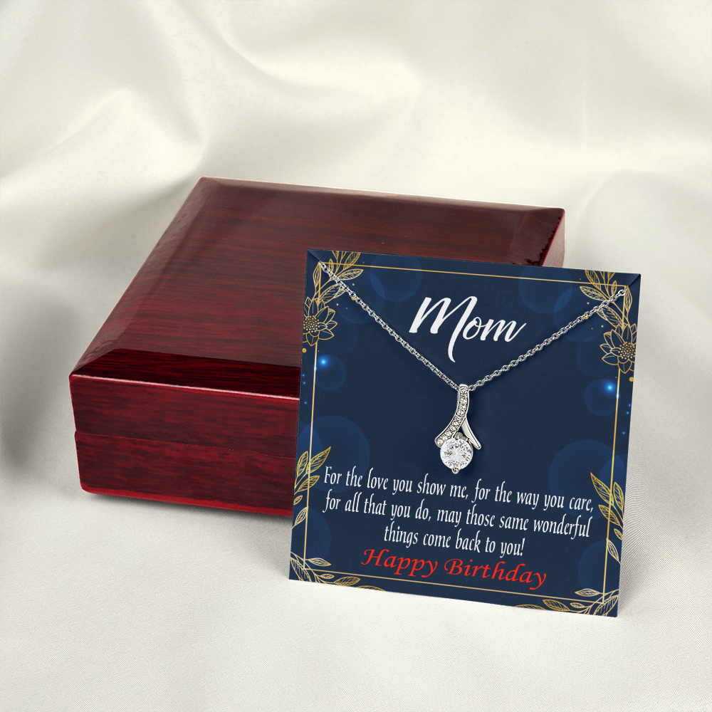 To My Mom Birthday Card Wonderful Things Alluring Ribbon Necklace Message Card-Express Your Love Gifts