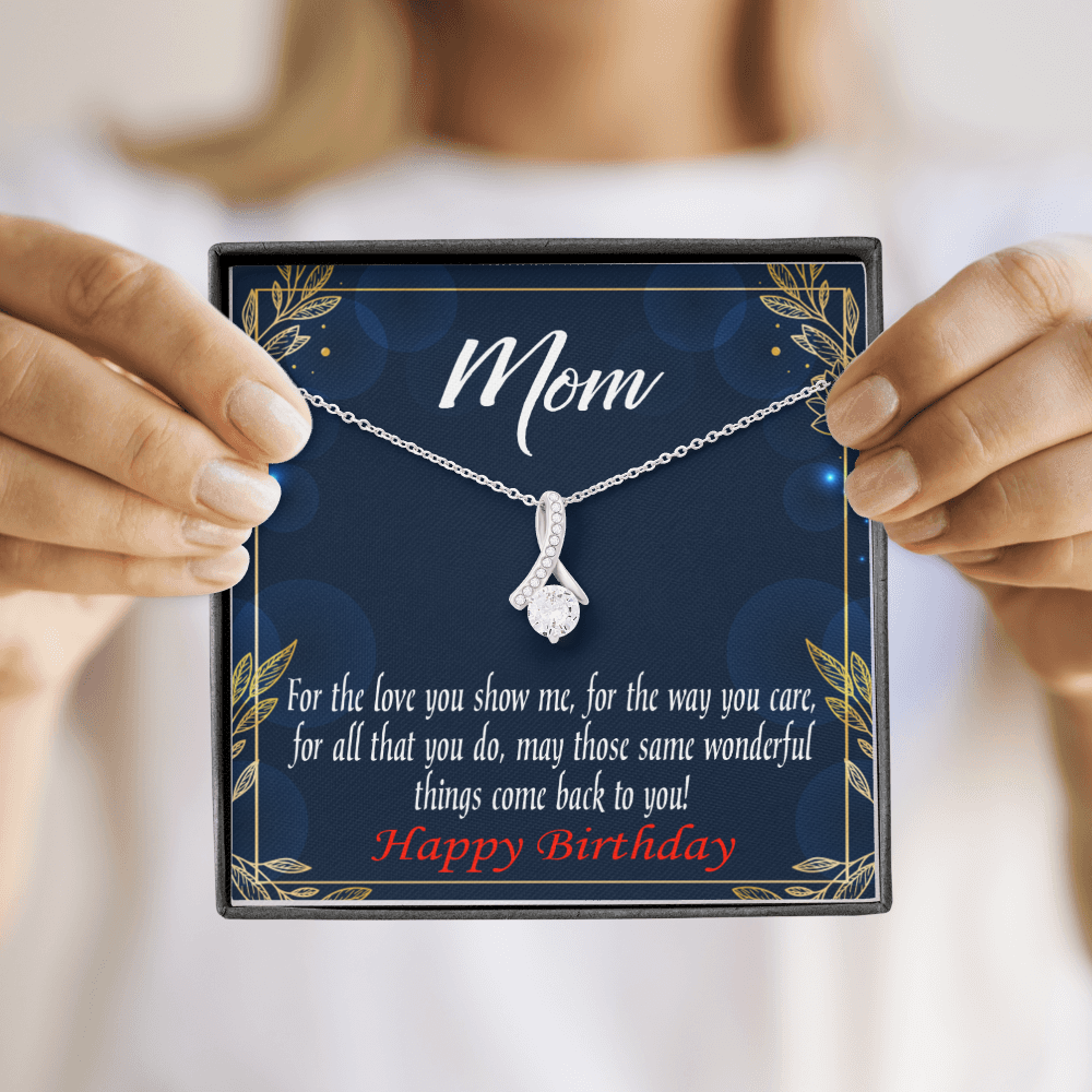 To My Mom Birthday Card Wonderful Things Alluring Ribbon Necklace Message Card-Express Your Love Gifts