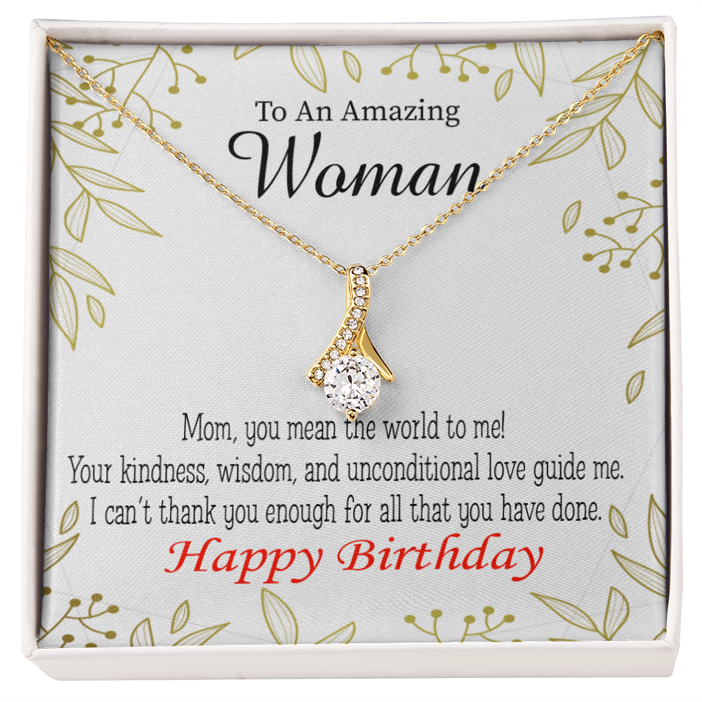 To My Mom Birthday Card You Mean the World to Me Alluring Ribbon Necklace Message Card-Express Your Love Gifts